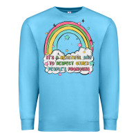 Ocean Blue beautiful day to respect pronouns Premium Sweatshirt - MaliasSmallBusiness
