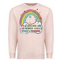 Pale Pink beautiful day to respect pronouns Premium Sweatshirt - MaliasSmallBusiness