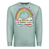 Seafoam beautiful day to respect pronouns Premium Sweatshirt - MaliasSmallBusiness