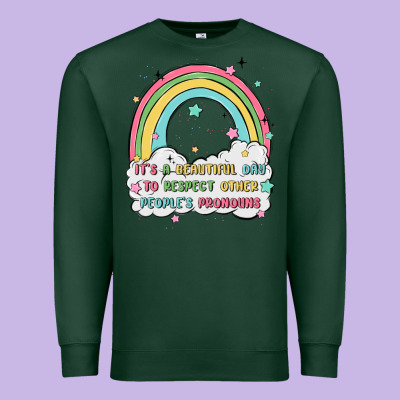 Beautiful Day To Respect Pronouns Premium Sweatshirt Designed By Maliassmallbusiness