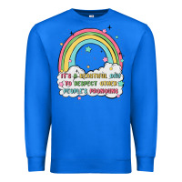 True Royal beautiful day to respect pronouns Premium Sweatshirt - MaliasSmallBusiness