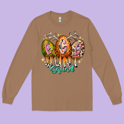 Egg Hunt Squad Long Sleeve Tee Designed By Racoondesign