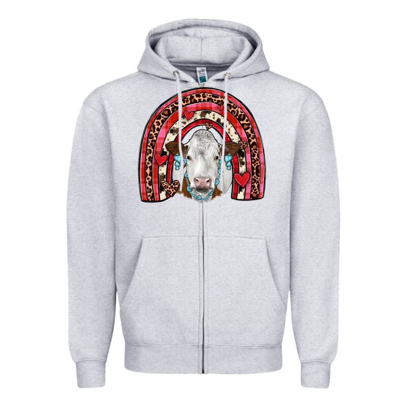 Valentines Simmental  Rainbow Zipper Hoodie by JahusDesignShop | Teevron