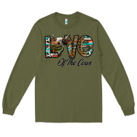 Army Green lov of thecows Long Sleeve Tee - CowhideDigitalArt