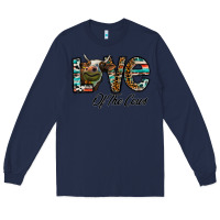 Navy lov of thecows Long Sleeve Tee - CowhideDigitalArt