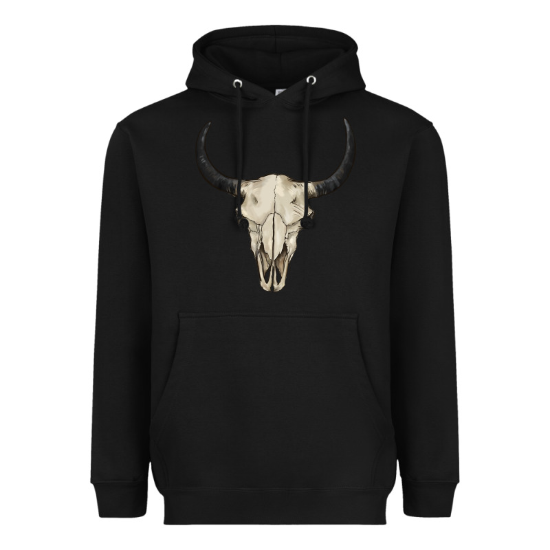 Bull Skull Heavyweight Hoodie by BarkalooDesign | Teevron