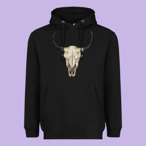 Bull Skull Heavyweight Hoodie Designed By Barkaloodesign