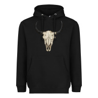 Black bull skull Heavyweight Hoodie - BarkalooDesign