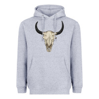 Heather Grey bull skull Heavyweight Hoodie - BarkalooDesign