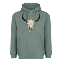 Sage bull skull Heavyweight Hoodie - BarkalooDesign