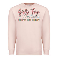 Pale Pink girls trip cheaper than therapy Premium Sweatshirt - MaliasSmallBusiness