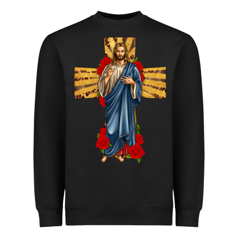 Jesus Christ Cross Heavyweight Sweatshirt by texasbilliewilder | Teevron