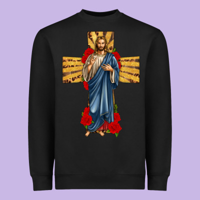 Jesus Christ Cross Heavyweight Sweatshirt Designed By Texasbilliewilder