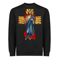 Black jesus christ cross Heavyweight Sweatshirt - texasbilliewilder