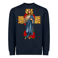 Navy jesus christ cross Heavyweight Sweatshirt - texasbilliewilder