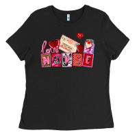 Black valentines day nurse Ladies Tee - AdoDesignShop