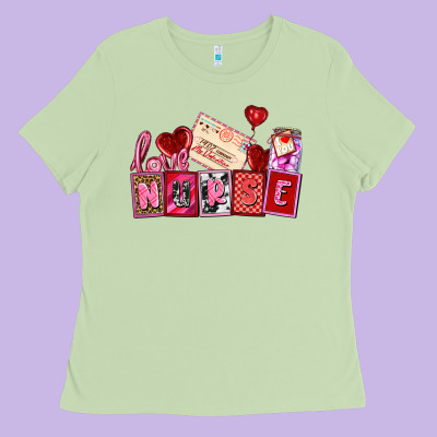 Valentines Day Nurse Ladies Tee Designed By Adodesignshop