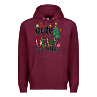 Burgundy too cute to wear ugly  christmas Premium Hoodie - MaliasSmallBusiness