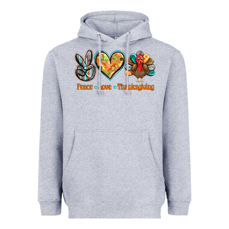 Peace Love Thanksgiving Heavyweight Hoodie by BarkalooDesign | Teevron