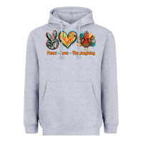 Heather Grey peace love thanksgiving Heavyweight Hoodie - BarkalooDesign