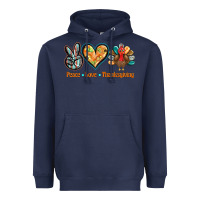 Navy peace love thanksgiving Heavyweight Hoodie - BarkalooDesign