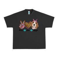 Pigment Black peace love beagle Urban Heavy Tee - RanaPortraitStore