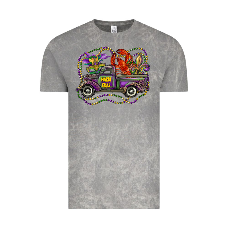 Mardi Gras Truck With Mask Fleur De Lis And Crawfish Vintage Tee by RanaPortraitStore | Teevron