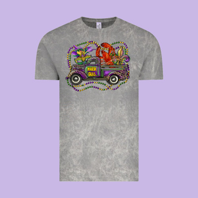 Mardi Gras Truck With Mask Fleur De Lis And Crawfish Vintage Tee Designed By Ranaportraitstore