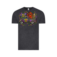 Vintage Black mardi gras truck with mask fleur de lis and crawfish Vintage Tee - RanaPortraitStore
