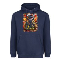 Navy firefighter axe and ladder Heavyweight Hoodie - LillyAllenDesigns