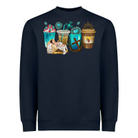 Navy jesus coffee cups Heavyweight Sweatshirt - texasbilliewilder