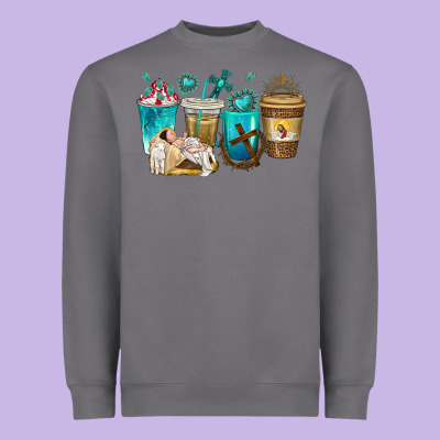 Jesus Coffee Cups Heavyweight Sweatshirt Designed By Texasbilliewilder