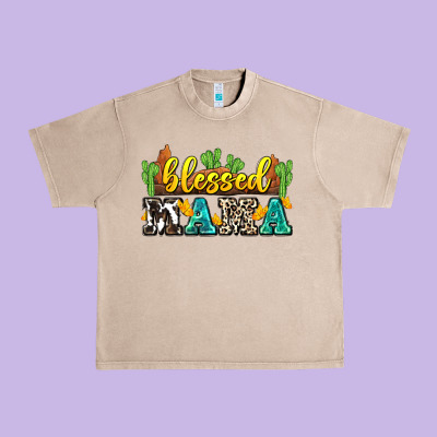 Blessed Mama Urban Heavy Tee Designed By Zillion Design Studio