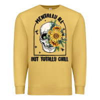 Antique Gold mentally ill but totally chill Premium Sweatshirt - MaliasSmallBusiness