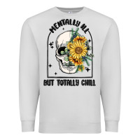 Dove Grey mentally ill but totally chill Premium Sweatshirt - MaliasSmallBusiness
