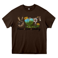 Chocolate Brown Peace Love Donkey Heavy Core Tee - LillyAllenDesigns