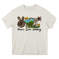 Cream Peace Love Donkey Heavy Core Tee - LillyAllenDesigns