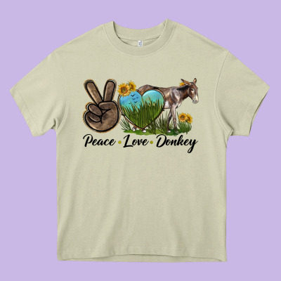 Peace Love Donkey Heavy Core Tee Designed By Lillyallendesigns