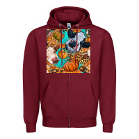 Burgundy autumn cows seamless pattern Zipper Hoodie - BundleAndBundleShop
