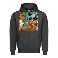 Charcoal Heather autumn cows seamless pattern Zipper Hoodie - BundleAndBundleShop