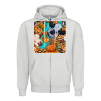 Dove Grey autumn cows seamless pattern Zipper Hoodie - BundleAndBundleShop