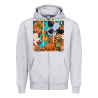 Heather Grey autumn cows seamless pattern Zipper Hoodie - BundleAndBundleShop