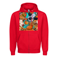 Red autumn cows seamless pattern Zipper Hoodie - BundleAndBundleShop
