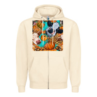 Sandshell autumn cows seamless pattern Zipper Hoodie - BundleAndBundleShop