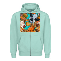 Autumn Cows Seamless Pattern Zipper Hoodie | Teevron