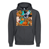 Smoke autumn cows seamless pattern Zipper Hoodie - BundleAndBundleShop