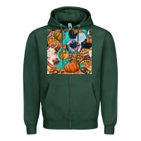 Sports Green autumn cows seamless pattern Zipper Hoodie - BundleAndBundleShop