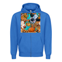 True Royal autumn cows seamless pattern Zipper Hoodie - BundleAndBundleShop