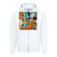White autumn cows seamless pattern Zipper Hoodie - BundleAndBundleShop