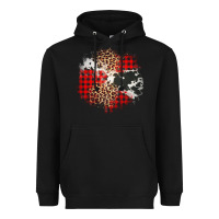 Black leopard cowhide Christmas plaid patches Heavyweight Hoodie - Jasminsmagicworld